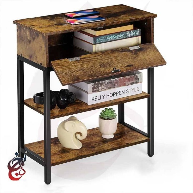 میز کنار مبلی چوب و فلز طرح سوین